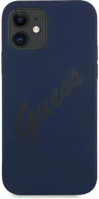 Mbështjellës Guess GUHCP12SLSVSBL për iPhone 12 mini 5.4\", hardcase TPU/silikon, Script Vintage, blu