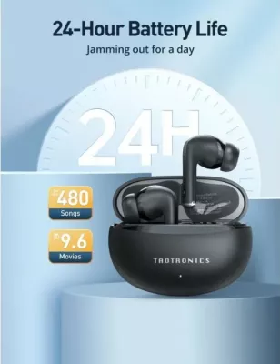 Kufje wireless TAOTRONICS BH1118, ANC -35 dB, 24h, IPX5, 4 mikrofona ENC, të bardha
