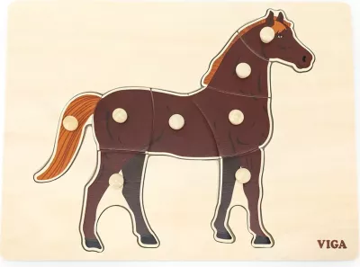 Puzël druri Montessori, Viga, Horse, me kunja, 300x225mm, shumëngjyrësh