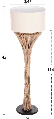 Llambë dekorative në këmbë, ALTAR FH4433, dru i lundruar, kapak PVC i bardhë, Φ45x142H cm