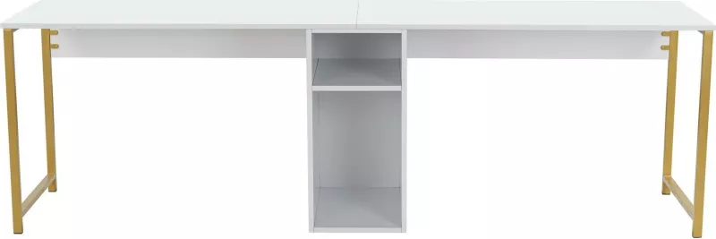 Tavolinë studimi dyshe Hanah Home, e bardhë, ari