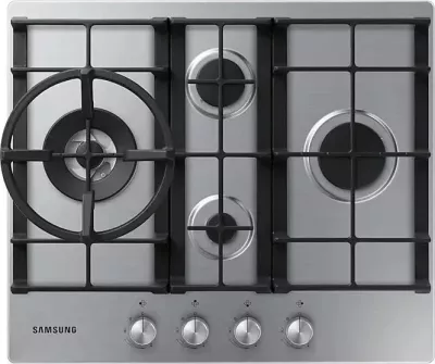 Pianurë gazi e inkastruar, Samsung NA64H3041BS/L1, 4 djegës, 10.3 kW, ndezje elektrike, grila gize, mbajtëse Wok, argjendtë Inox