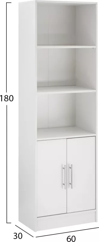 Raft librash nga melamina, ngjyrë e bardhë, FH2027.05, 60x30x180 cm