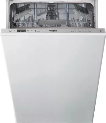 Enëlarëse e integruar plotësisht Whirlpool WSIC 3M27, 45 cm, 10 servise, klasa E, 6th Sense, FlexiSpace, argjendtë