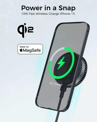 Karikues wireless AUKEY MagFusion GameFrost Qi2, për celular, i zi
