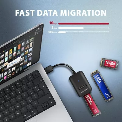 Adapter për SSD M.2 AXAGON ADM2-AM, USB 3.2 Gen 2, 10Gbps, i zi