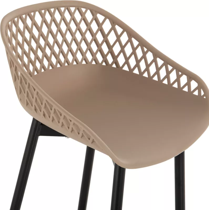 Karrige për bar AVAYA FH8686.13, polipropilenë ngjyrë kapuçino, këmbë metalike të zeza, 46x48x99H cm