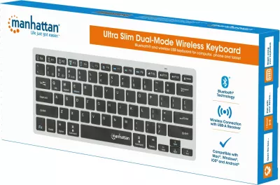 Tastierë MANHATTAN Slim Funktastatur, Bluetooth 3.0/2.4GHz, anthrazit