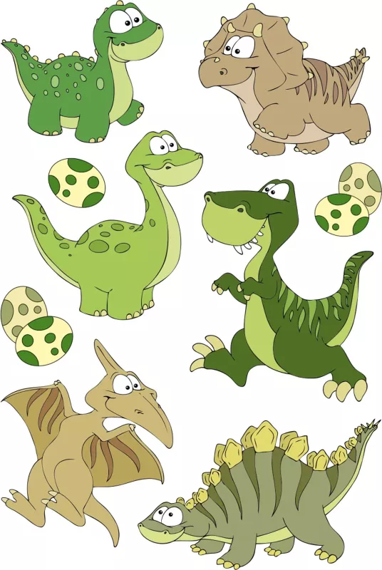 Ngjitësa plastikë HERMA 15512, dinosaur, 9 copë, shumëngjyrësh