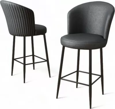 Set karrigesh për bar (4 copë), Hanah Home Uras, antracit, e zezë