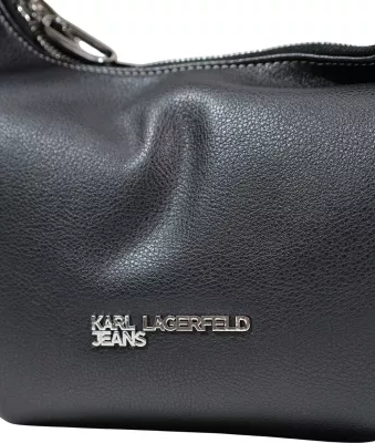 Çantë hobo Karl Lagerfeld Jeans KLJ Metal Logo Small B1W30242, e zezë