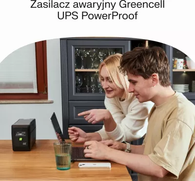 UPS Green Cell UPSLM480, 0.85 kVA, 480 W, 2 dalje AC, 9 Ah, 12 V, e zezë