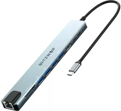 Docking station BlitzWolf BW-TH5 10in1, USB-C, argjendtë