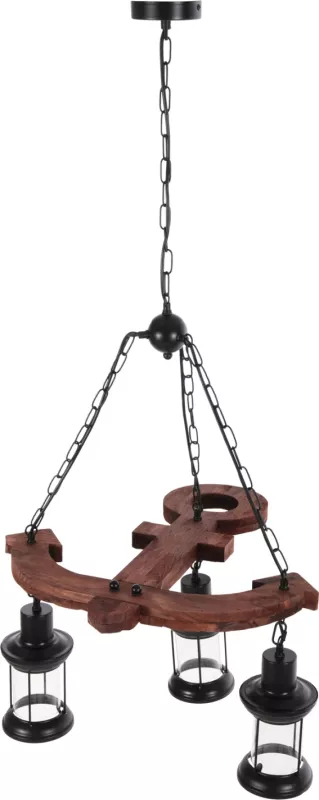 Llambë varëse tavani me 3 drita, FH4115, dru-metal-xham, 115H cm