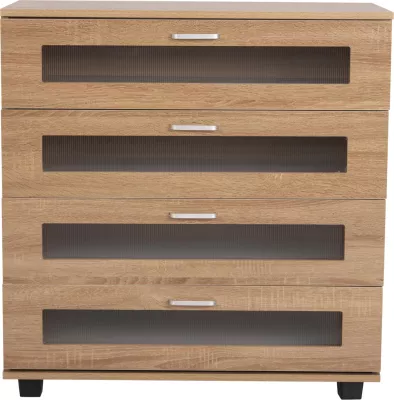 Komodinë THORGAN FH9880.01 melaminë në ngjyrë SONOMA-4 sirtarë 80Χ40Χ83Hcm
