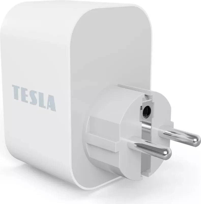 Priza inteligjente Tesla TSL-SPL-SP300-3USB, me 3 USB, e bardhë