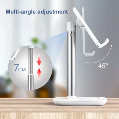 Mbajtëse telefoni/tableti Choetech H035, alumini, e bardhë dhe argjendtë, rregullim këndi dhe lartësie