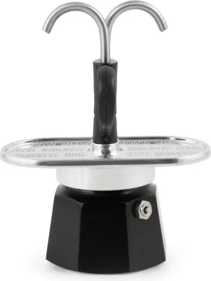 Moka pot Bialetti MINI EXPRESS 2TZ, 2 filxhanë, alumini, e zezë