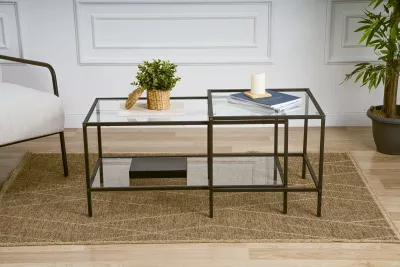 Set tavolinash kafeje Hanah Home, Sevay, e zezë