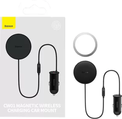 Mbajtës magnetik për celular Baseus CW01 me karikues USB-C 15W + 25W, i zi