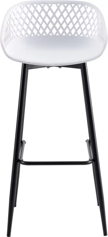 Karrige për bar FH8686.11, polipropilen e bardhë dhe këmbë metali të zeza, 45x45x97H cm