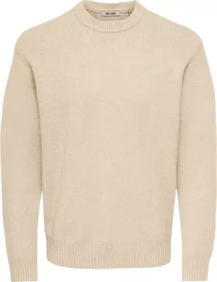 Xhemper për meshkuj Only & Sons Onsjames Rlx Crew Knit Noos 22033783, bezhë [Madhësia: S]