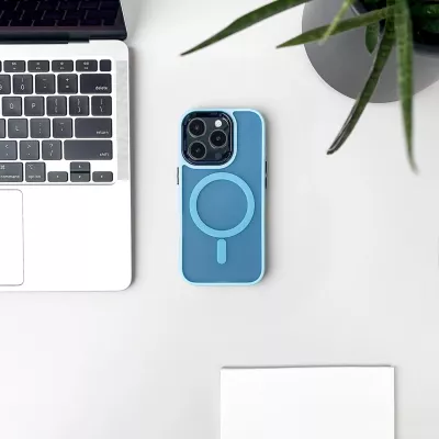 Mbështjellës Hurtel Magnetic Collection MagSafe për iPhone 16 Pro, TPU, kaltër e çelët