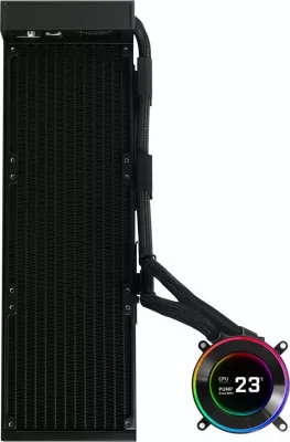 Ftohës uji AiO Lian Li Hydroshift II LCD-C 360N 360mm fanless me LCD 2.1" ARGB, i zi