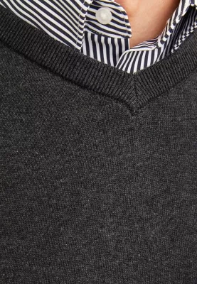 Xhemper për meshkuj Jack & Jones JJEBASIC KNIT V-NECK NOOS, gri e errët [Madhësia: XS]