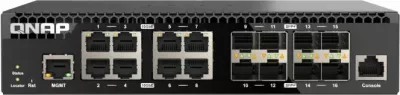 Switch QNAP QSW-M3216R-8S8T, 16-port 10GbE (8x SFP+ + 8x RJ45), web-managed, rackmount half-width, i zi