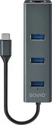 Hub Savio AK-57 USB-C - 3 x USB-A, 5000 MB/s, hiri