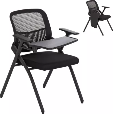 Karrige konferencash palosëse me tavolinë shkrimi DENO FH1209.01, material rrjetë e zezë, 60x59x87cm, set prej 2 copash
