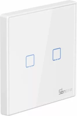 switch muri smart wireless SONOFF T2EU2C-RF, 433MHz RF, 2 ndërprerësa (double), EU, i bardhë