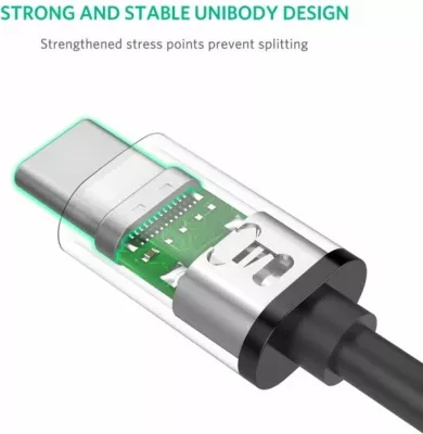 Kabllo USB-C në USB-C UGREEN 50996 0.5m PD 60W, QC, 480Mbps, 3A, e zezë, polybag