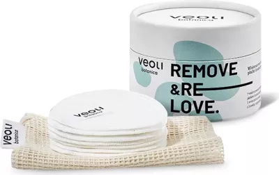 Pads kozmetike të ripërdorshme Veoli Botanica Remove & Relove për femra, 7 copë