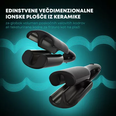 Piaster valëzues 2-në-1 Revamp Progloss WV-3000 Beach & Volume, 120-210°C, i zi, me tapet rezistent nxehtësie