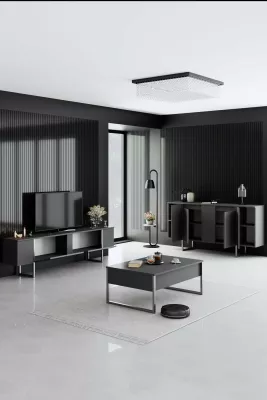 Set mobiljesh për dhomë dite, Hanah Home Luxe, antracit, argjend