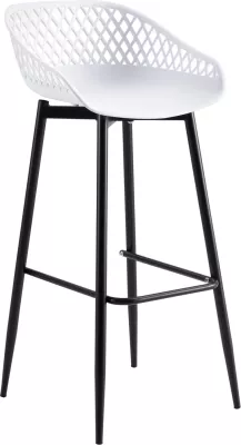 Karrige për bar FH8686.11, polipropilen e bardhë dhe këmbë metali të zeza, 45x45x97H cm