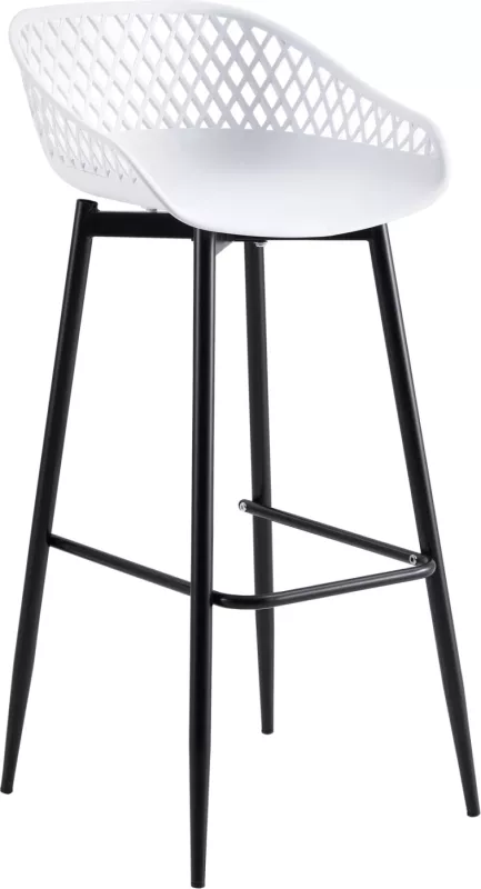 Karrige për bar FH8686.11, polipropilen e bardhë dhe këmbë metali të zeza, 45x45x97H cm