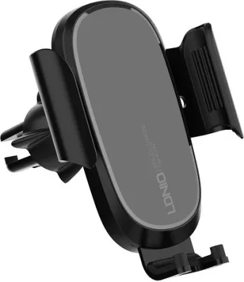 Mbajtës telefoni për veturë LDNIO MW21, karikim pa kabllo Qi 15W, USB-C, montim në grilë ajri, i zi