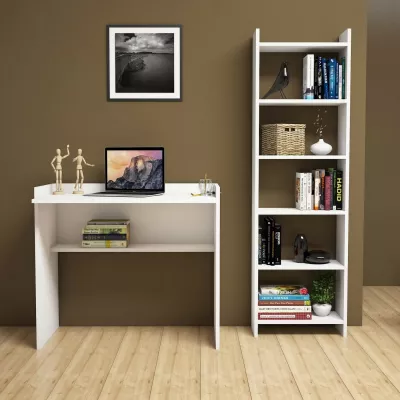 Tavolinë studimi me raft libra, Hanah Home, Karma, e bardhë