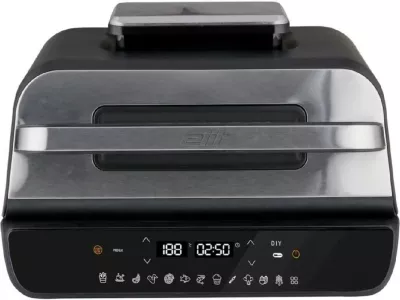 Fritezë ajri me grill Elit GrillFry360 MAX 12-në-1 1800W me sensor mishi 3.1L/2.8L, zi/argjend