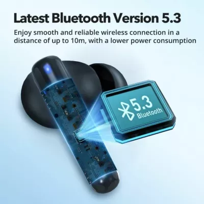 Kufje TaoTronics TT-BH1120 TWS Bluetooth 5.3, 10 mm, IPX5, 30 orë me kuti karikimi, e zezë/kuqe