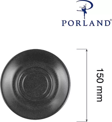 Pjatëz për filxhan të stivueshëm Porland Seasons Coal 150 mm porcelan, set 6 copë, e zezë