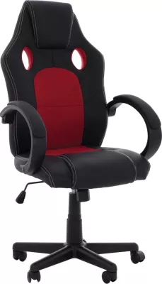Karrige për zyre gaming bucket FH1041.01, e zezë me rrjetë të kuqe, 60x68x117
