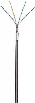 Kabllo Ethernet Techly Cat.5E F/UTP 305m për Jashtë, e Zezë