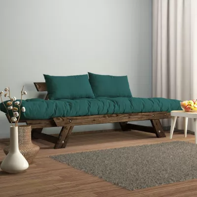 Divan kopshti dy vendësh, Skye Decor, ngjyrë arre dhe jeshile petrol, CPT8116-210
