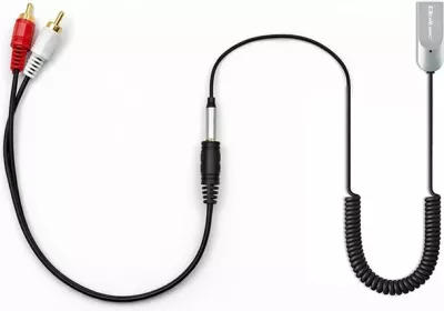 Adapter audio Bluetooth marrës, Qoltec, 56983, Bluetooth 6.0, 2x RCA, AUX 3.5 mm, USB, me mikrofon, zi/argjendtë