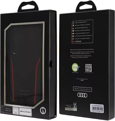 Mbështjellës Audi Genuine Leather MagSafe për Samsung Galaxy S24, i zi-kuq
