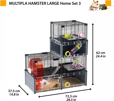 Kafaz për hamster FERPLAST Multipla Large, 107.5x37.5x42 cm, i zi